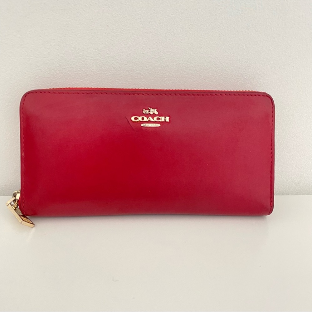 Red Leather Coach Wallet